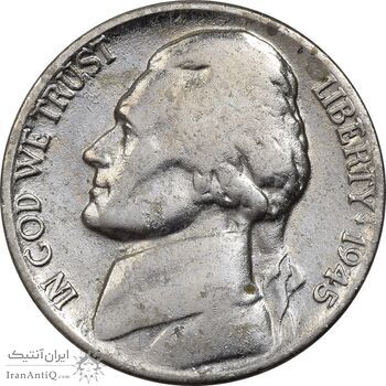 سکه 5 سنت 1945D جفرسون - EF40 - آمریکا