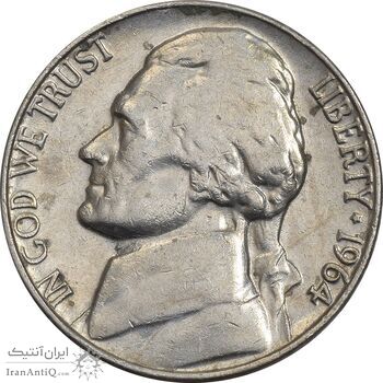 سکه 5 سنت 1964 جفرسون - EF45 - آمریکا