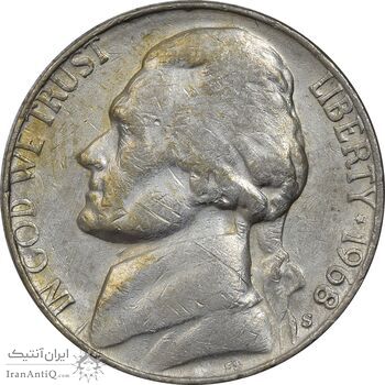 سکه 5 سنت 1968S جفرسون - EF45 - آمریکا