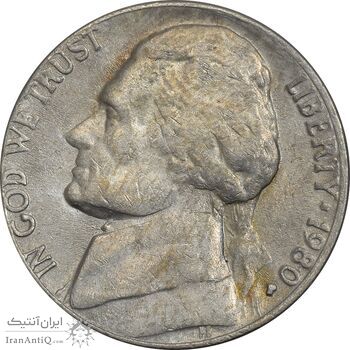 سکه 5 سنت 1980P جفرسون - VF30 - آمریکا