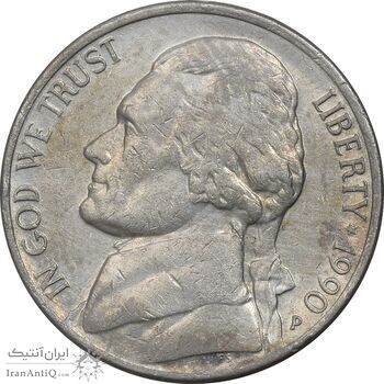 سکه 5 سنت 1990P جفرسون - EF40 - آمریکا