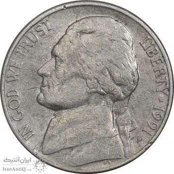 سکه 5 سنت 1991P جفرسون - VF35 - آمریکا