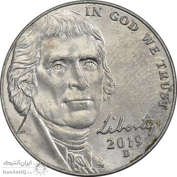 سکه 5 سنت 2019D جفرسون - AU53 - آمریکا