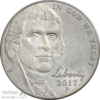 سکه 5 سنت 2017P جفرسون - AU55 - آمریکا