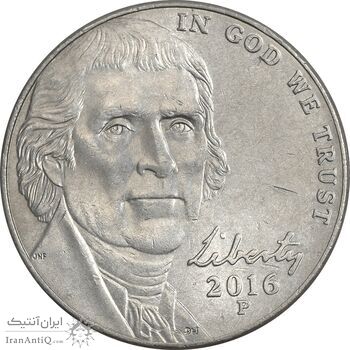 سکه 5 سنت 2016P جفرسون - AU58 - آمریکا