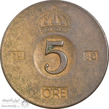 سکه 5 اوره 1968 گوستاو ششم - EF45 - سوئد سکه 5 اوره 1968 گوستاو ششم - EF45 - سوئد