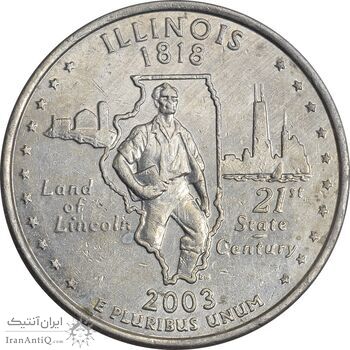 سکه کوارتر دلار 2003D ایالتی (ایلینوی) - AU58 - آمریکا