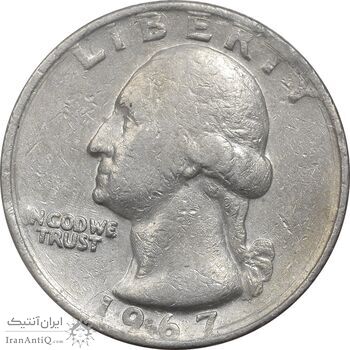 سکه کوارتر دلار 1967 واشنگتن - VF35 - آمریکا سکه کوارتر دلار 1967 واشنگتن - VF35 - آمریکا