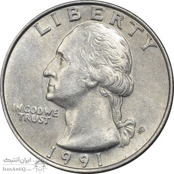 سکه کوارتر دلار 1991D واشنگتن - EF40 - آمریکا