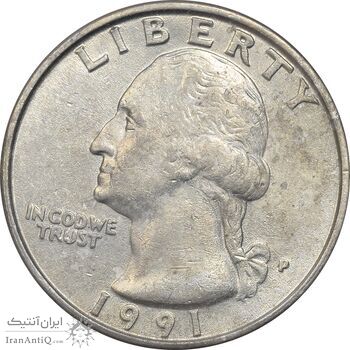 سکه کوارتر دلار 1991P واشنگتن - VF35 - آمریکا