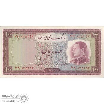 اسکناس 100 ریال 1333 - تک - UNC62 - محمد رضا شاه