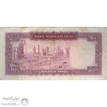 اسکناس 100 ریال (آموزگار - سمیعی) نوشته قرمز - تک - VF30 - محمد رضا شاه