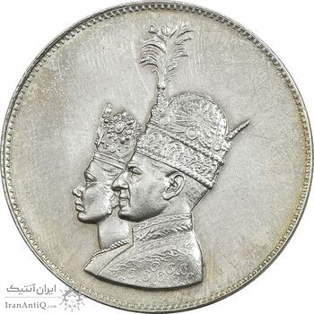 مدال نقره یادبود تاجگذاری 1346 - MS62 - محمد رضا شاه