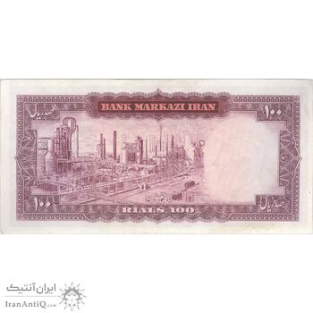 اسکناس 100 ریال (آموزگار - سمیعی) نوشته قرمز - تک - EF40 - محمد رضا شاه
