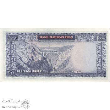 اسکناس 200 ریال (آموزگار - جهانشاهی) - تک - UNC63 - محمد رضا شاه