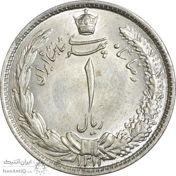 سکه 1 ریال 1313/0 (سورشارژ تاریخ) - MS63 - رضا شاه