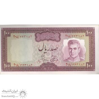 اسکناس 100 ریال (آموزگار - جهانشاهی) - تک - UNC62 - محمد رضا شاه