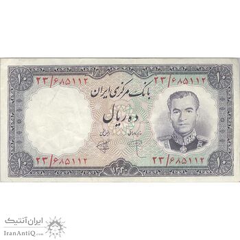 اسکناس 10 ریال 1340 - تک - VF30 - محمد رضا شاه اسکناس 10 ریال 1340 - تک - VF30 - محمد رضا شاه