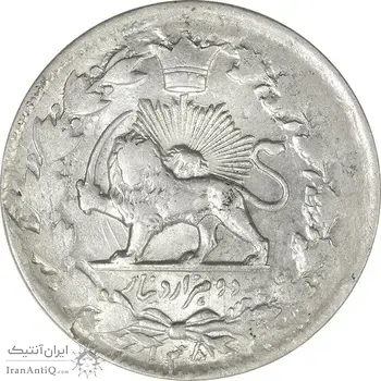 سکه 2000 دینار 1308/5 صاحبقران - AU55 - ناصرالدین شاه