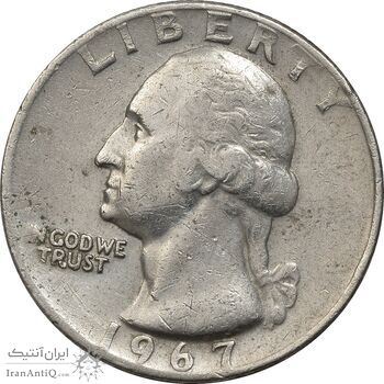 سکه کوارتر دلار 1967 واشنگتن - VF35 - آمریکا سکه کوارتر دلار 1967 واشنگتن - VF35 - آمریکا