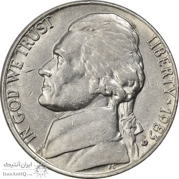 سکه 5 سنت 1983D جفرسون - AU50 - آمریکا