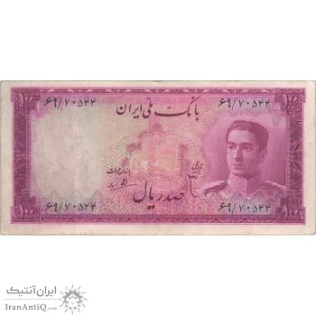 اسکناس 100 ریال سری سوم - تک - VF30 - محمد رضا شاه