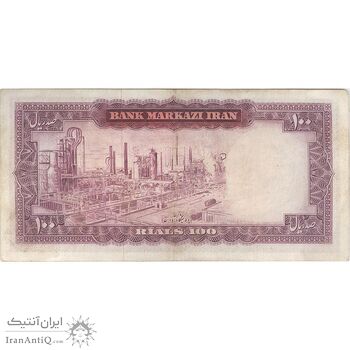 اسکناس 100 ریال (آموزگار - سمیعی) نوشته سیاه - تک - VF30 - محمد رضا شاه