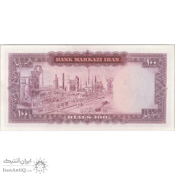 اسکناس 100 ریال (آموزگار - سمیعی) نوشته قرمز - تک - UNC63 - محمد رضا شاه