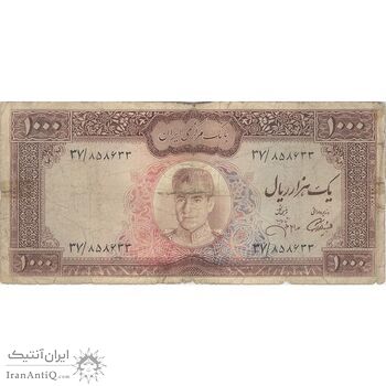اسکناس 1000 ریال (آموزگار - جهانشاهی) - تک - F - محمد رضا شاه