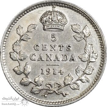 سکه 5 سنت 1914 جرج پنجم - AU55 - کانادا سکه 5 سنت 1914 جرج پنجم - AU55 - کانادا