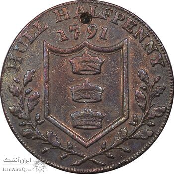 ژتون 1/2 پنی 1791 ویلیام سوم - EF40 - انگلستان