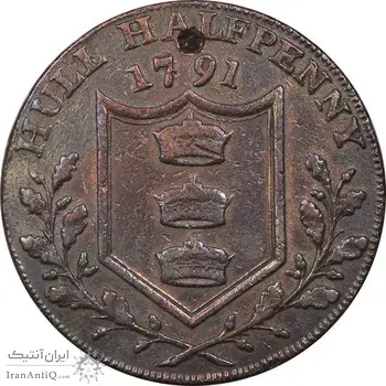 ژتون 1/2 پنی 1791 ویلیام سوم - EF40 - انگلستان