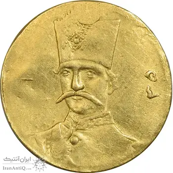 سکه طلا 5000 دینار 1305 تصویری - AU50 - ناصرالدین شاه