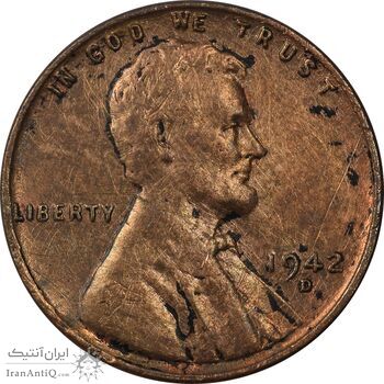 سکه 1 سنت 1942D لینکلن - VF35 - آمریکا