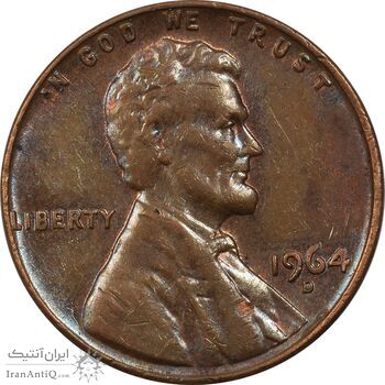 سکه 1 سنت 1964D لینکلن - EF45 - آمریکا