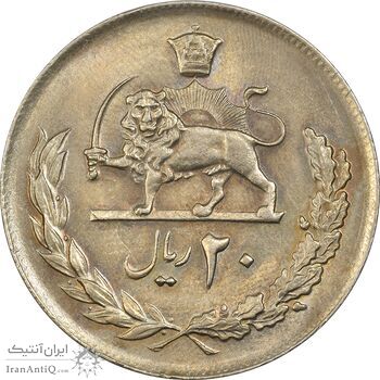 سکه 20 ریال 1357 - MS62 - محمد رضا شاه سکه 20 ریال 1357 - MS62 - محمد رضا شاه