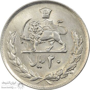 سکه 20 ریال 2537 - MS62 - محمد رضا شاه