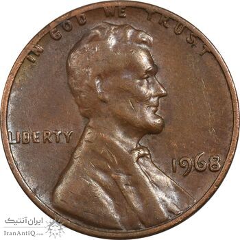 سکه 1 سنت 1968 لینکلن - EF45 - آمریکا