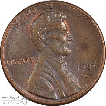 سکه 1 سنت 1986D لینکلن - AU50 - آمریکا