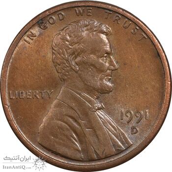 سکه 1 سنت 1991D لینکلن - MS61 - آمریکا