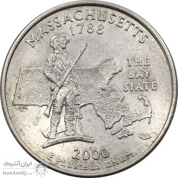 سکه کوارتر دلار 2000D ایالتی (ماساچوست) - AU58 - آمریکا