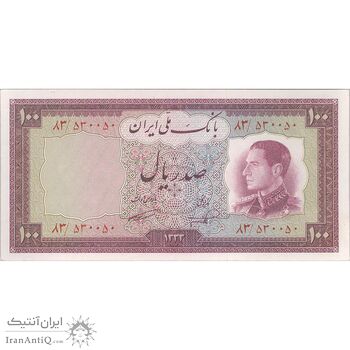 اسکناس 100 ریال 1333 - تک - UNC63 - محمد رضا شاه