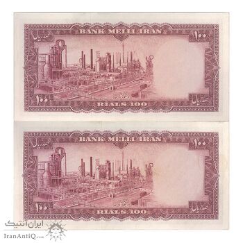 اسکناس 100 ریال 1333 - جفت - UNC60 - محمد رضا شاه