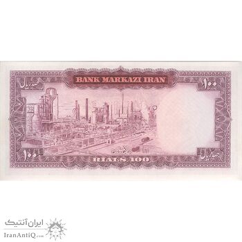 اسکناس 100 ریال (آموزگار - فرمان فرماییان) نوشته قرمز - تک - UNC63 - محمد رضا شاه