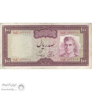 اسکناس 100 ریال (آموزگار - سمیعی) نوشته سیاه - تک - VF30 - محمد رضا شاه