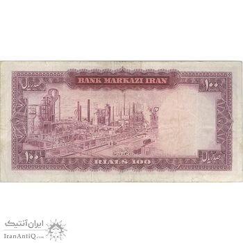 اسکناس 100 ریال (آموزگار - سمیعی) نوشته سیاه - تک - VF30 - محمد رضا شاه