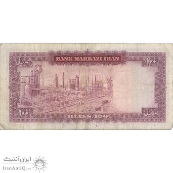 اسکناس 100 ریال (آموزگار - فرمان فرماییان) نوشته سیاه - تک - VF30 - محمد رضا شاه