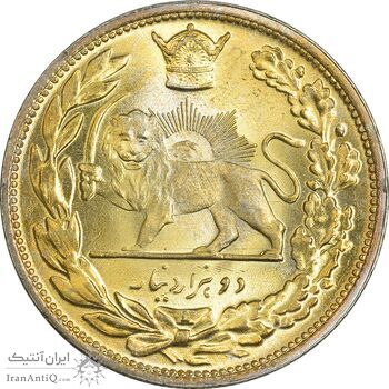 سکه 2000 دینار 1306L تصویری - MS64 - رضا شاه