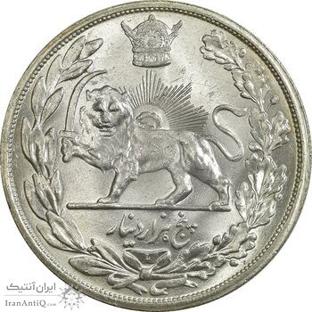 سکه 5000 دینار 1306 تصویری - ضرب لنینگراد - MS64 - رضا شاه