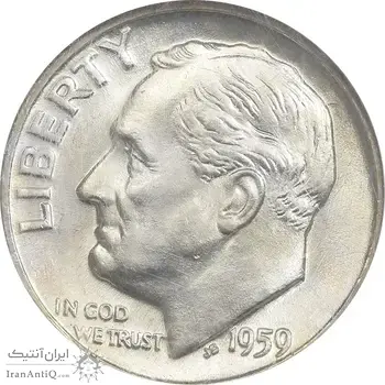سکه 1 دایم 1959D روزولت - MS66 - آمریکا